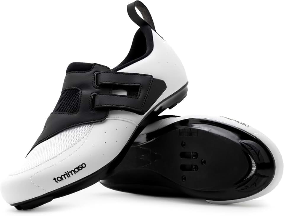 Tommaso Veloce II Cycling Shoes - Ride in Style - Peloton Shoes Triathlon Road Bike Indoor Cycling Men Women Compatible with Look Delta SPD SPD-SL Cleats White Black