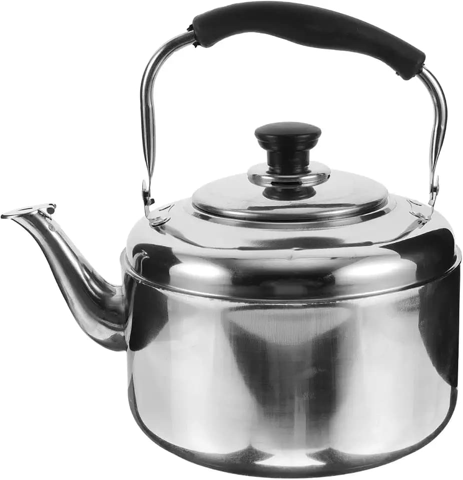 TOPBATHY Edelstahlkessel Schall Wasserkessel Für Herd Wasserkocher Aus Edelstahl Mit Griff Für Gasherd Und Elektroherd 4 L Fassungsvermögen Für Tee Kaffee Camping