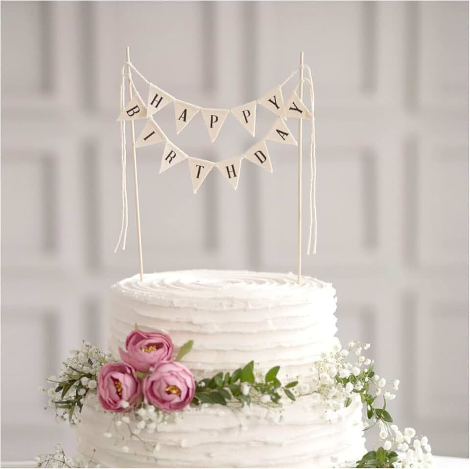 Happy Birthday Cake Topper Cake Topper Garland without Pink Rose