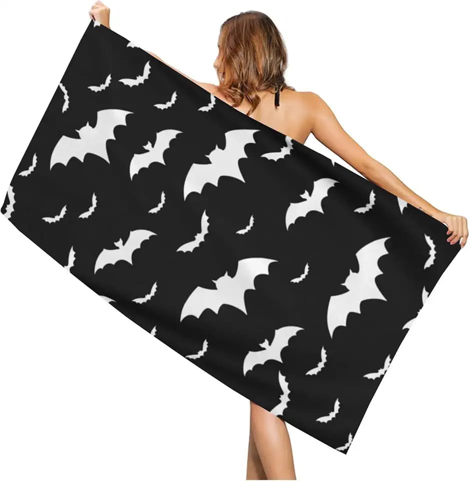 Bats Halloween Beach Towel, Microfiber Quick Dry Super Absorbent Bath Towels, Black Oversized Towels for Shower, Pool, Camping, Beach 30x60 in