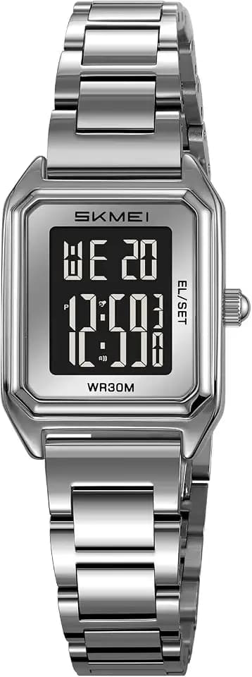 MASTOP Gold Digital Watch for Women Square Stainless Steel LED Watch