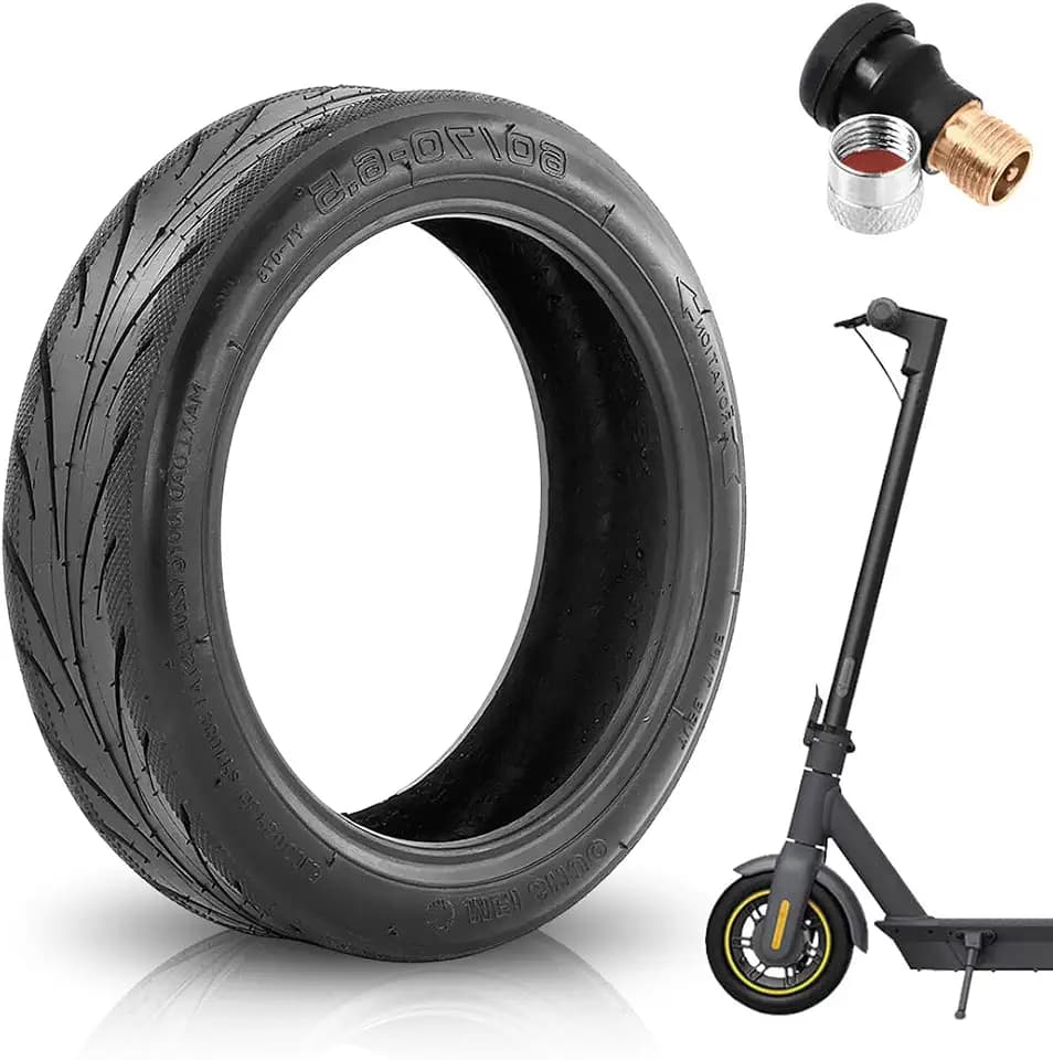 DASIAUTOEM 60/70-6.5 Tubeless Reifen mit Ventil für Ninebot Max G30 Vorne, E Scooter Ersatzreifen mit Rutschfest, Pannensicher, Vorne/Hinten Scooter 10 Zoll Ersatzräder Hochelastische Ersatz Reifen