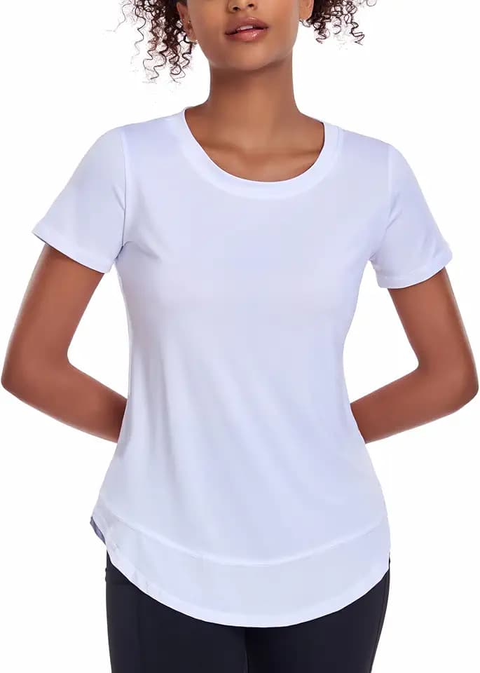 Sport T-Shirt Damen, Kurzarmshirt Frauen, Workout Tops Rundhalsausschnitt Athletisch Lässig Laufen Yoga Fitness T-Shirts Locker Tee