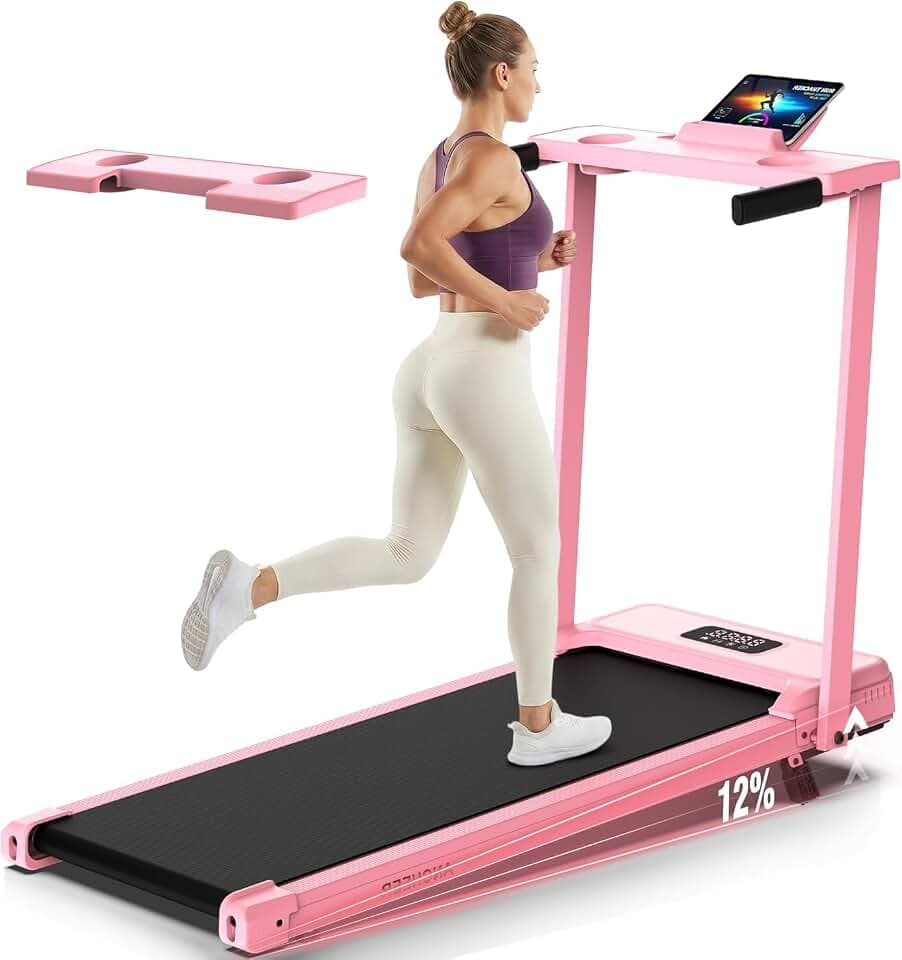 FUNMILY 3.5HP Walking Pad with Incline - Treadmill with Desk & Handle Bar
