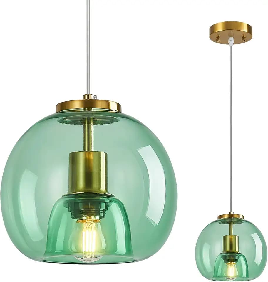 Mint Green Glass Pendant Light Kitchen Island, 7.87", 1 Pack