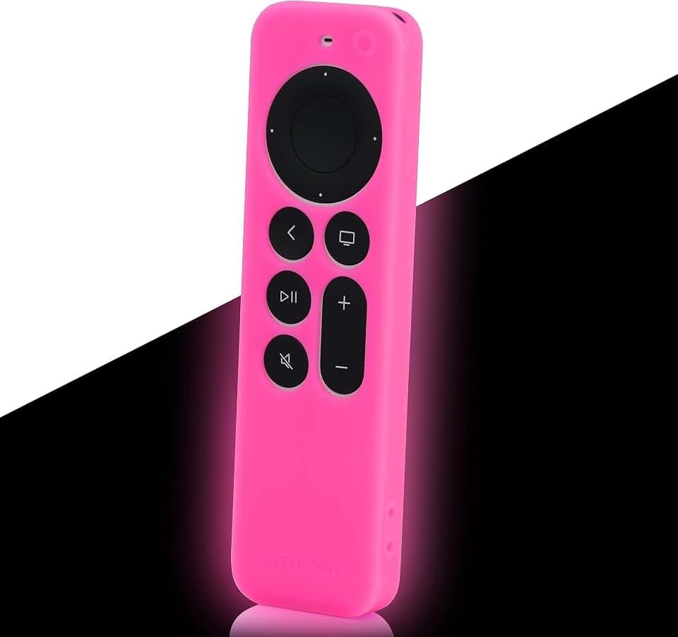 LEFXMOPHY Pink Cover for Apple Tv Remote Case Glow in the Dark with Lanyard