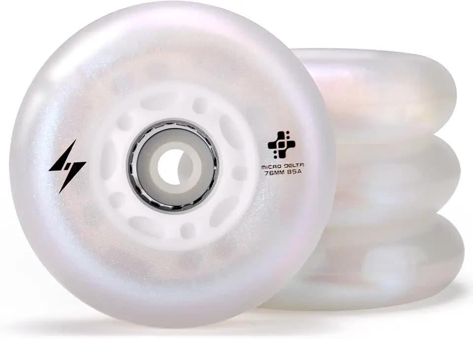 Light up Inline Skate Wheels & Roller Blade Wheels 76mm/80mm for Indoor & Outdoor use 90A Luminescence Roller Blade Wheels 4-Pack (PEARL, 76)