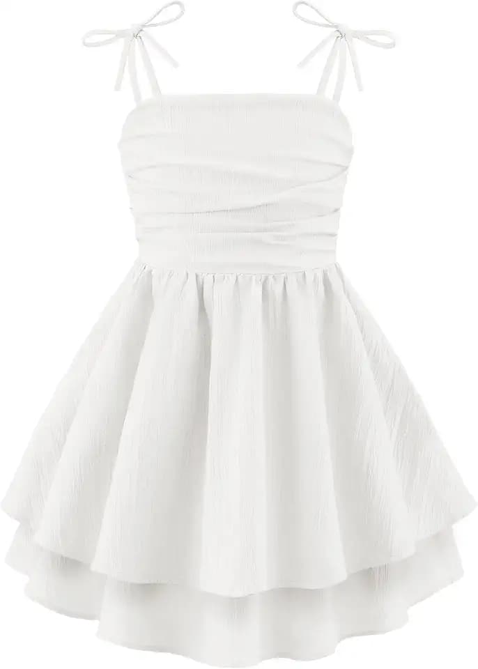 Arshiner Girls Summer Spaghetti Strap Dresses Flowy Ruched Back Sundress