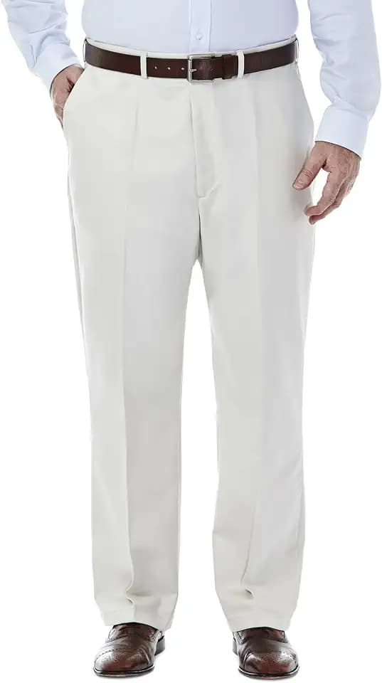 Haggar Men's Work to Weekend Hidden Expandable Waist No Iron Casual Pant - Flat and Pleat Front
