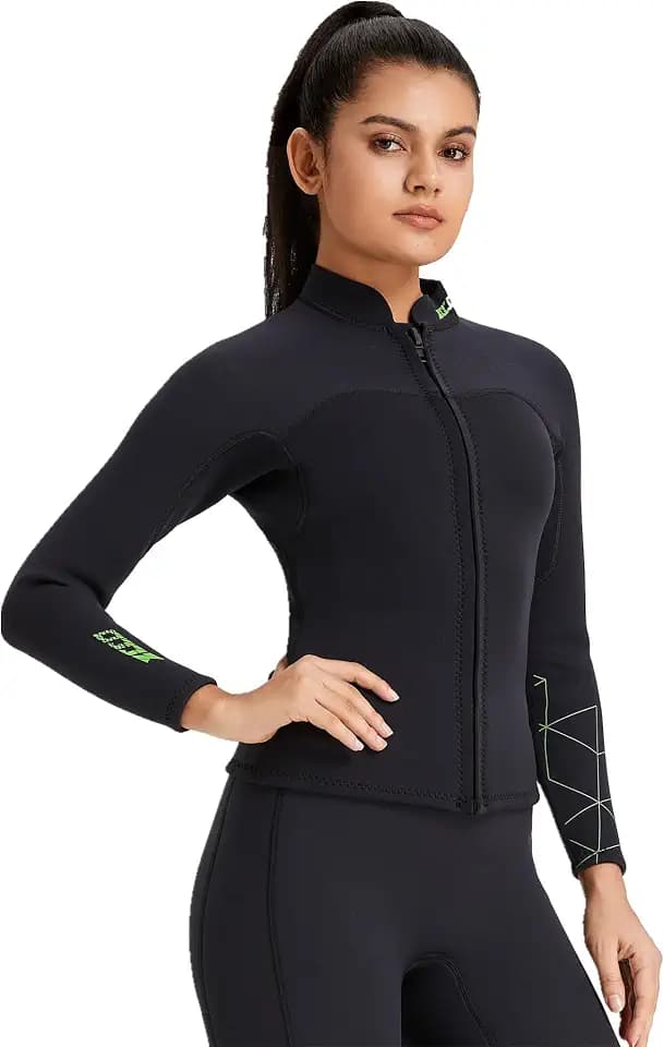 Neoprenanzug Top 1.5mm/3mm Neoprenanzug Jacke mit Reißverschluss - Langarm-Tauchjacke für Männer & Frauen zum Schwimmen, Schnorcheln, Tauchen & Surfen
