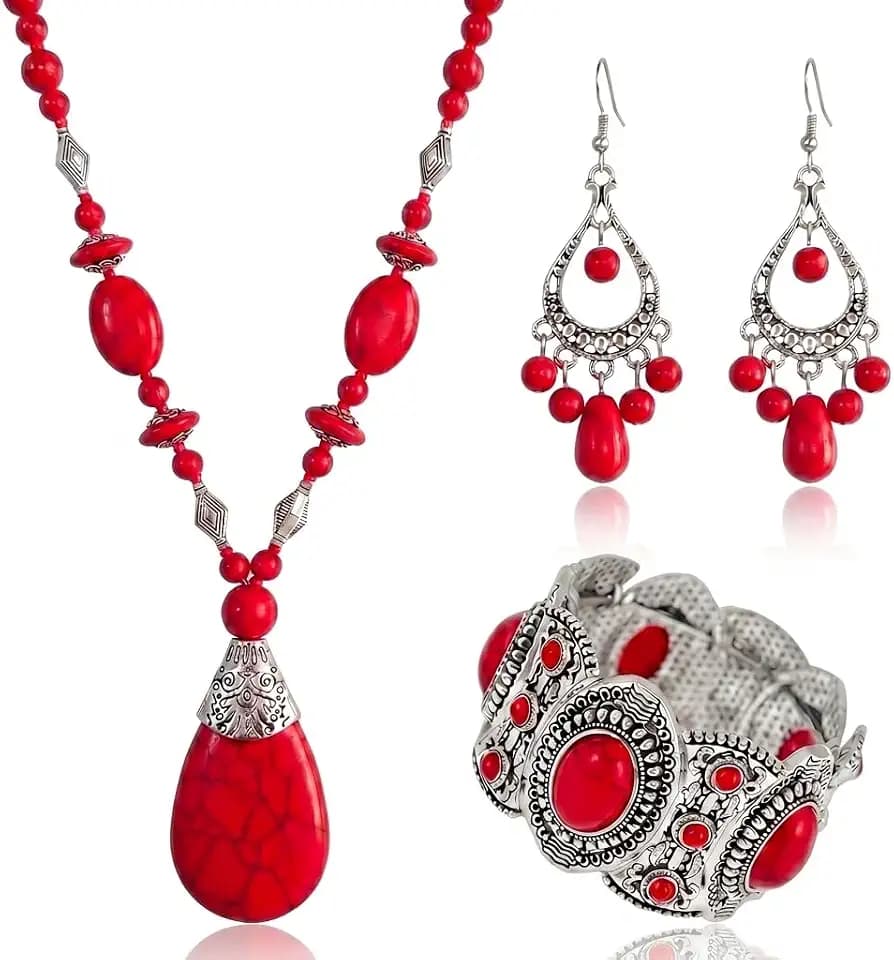3 PCS Turquoise Jewelry Set for Women Boho Jewelry