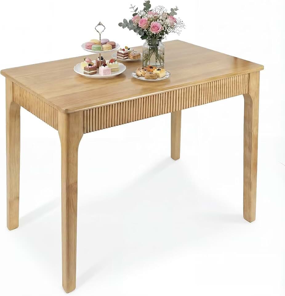 31.5" Solid Wood Dining Room Table,Rectangular Kitchen Real Wooden Table