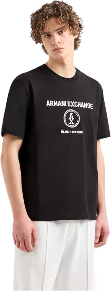 Armani Exchange Herren Stacked Ax Logo with Circle Regular Fit Tee T-Shirt