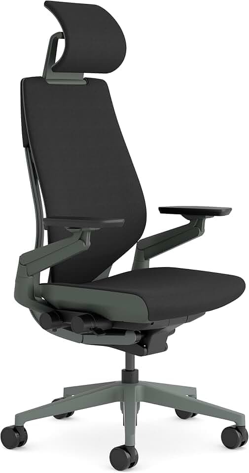 Steelcase Ergonomischer Bürostuhl: Gesture, Kopfstütze, Onyx | Leicht montierbar, Universalrollen, Premium-Materialien, bis 180 kg und 190 cm, sitzkomfort