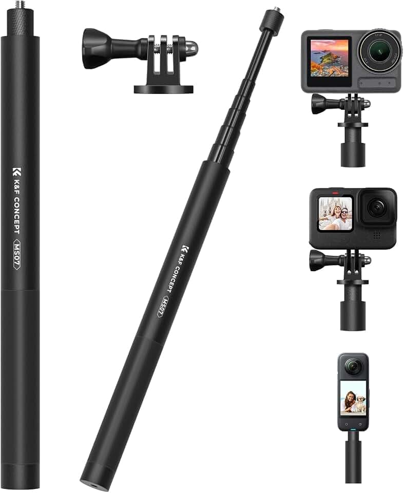 K&F CONCEPT 153 cm Selfie Stick, Unsichtbarer Selfiestick, Einbein Stativ