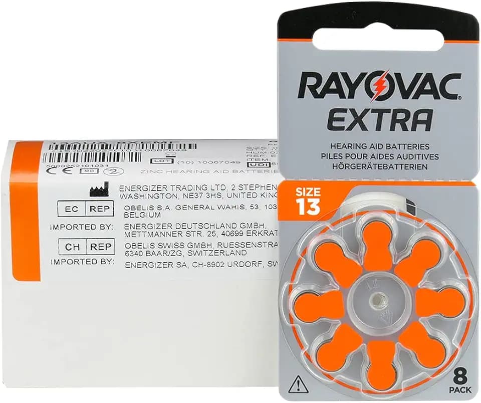 80 x RAYOVAC Extra Hörgerätebatterien Typ 13 - PR48 - Farbcode Orange - 1,45 Volt - 80 Stück (10 x 8 Batterien)
