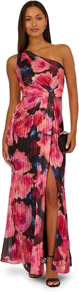 Adrianna Papell Women's One Shoulder Chiffon Gown