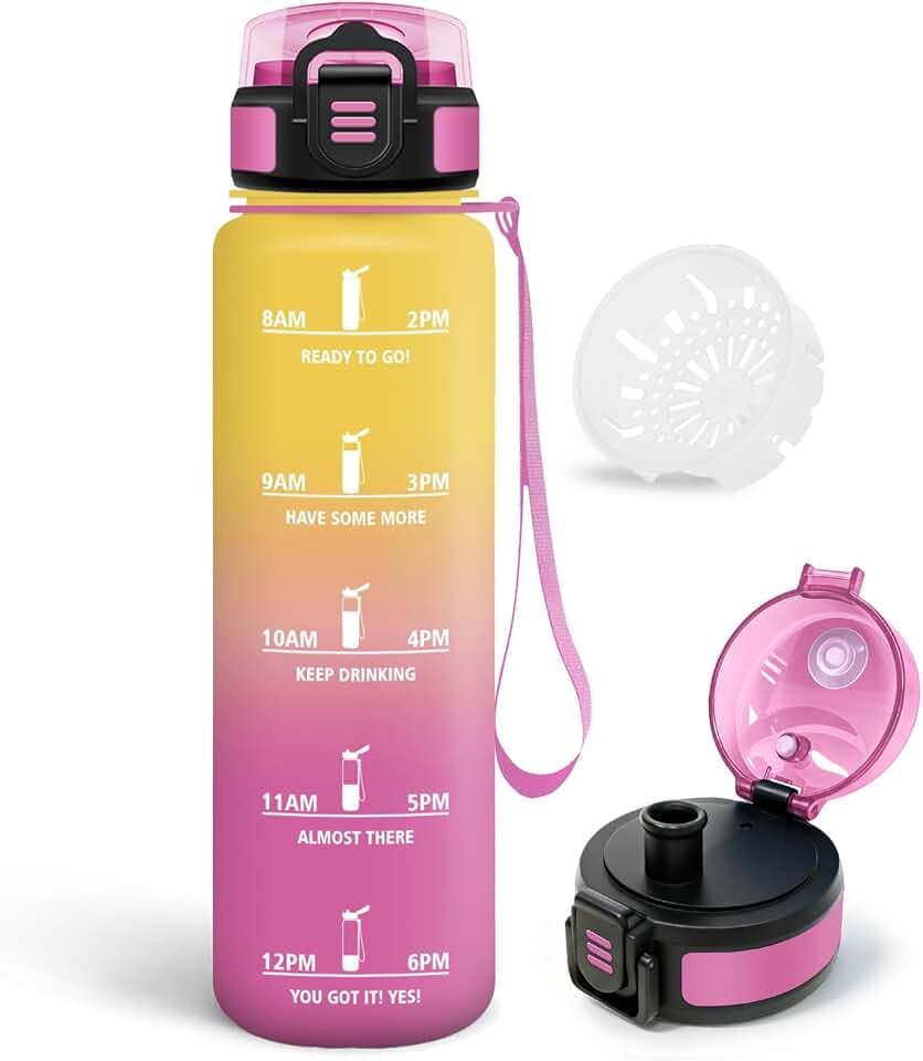 Trinkflasche Sport, 1L Wasserflasche mit Filter, Radfahren Flasche