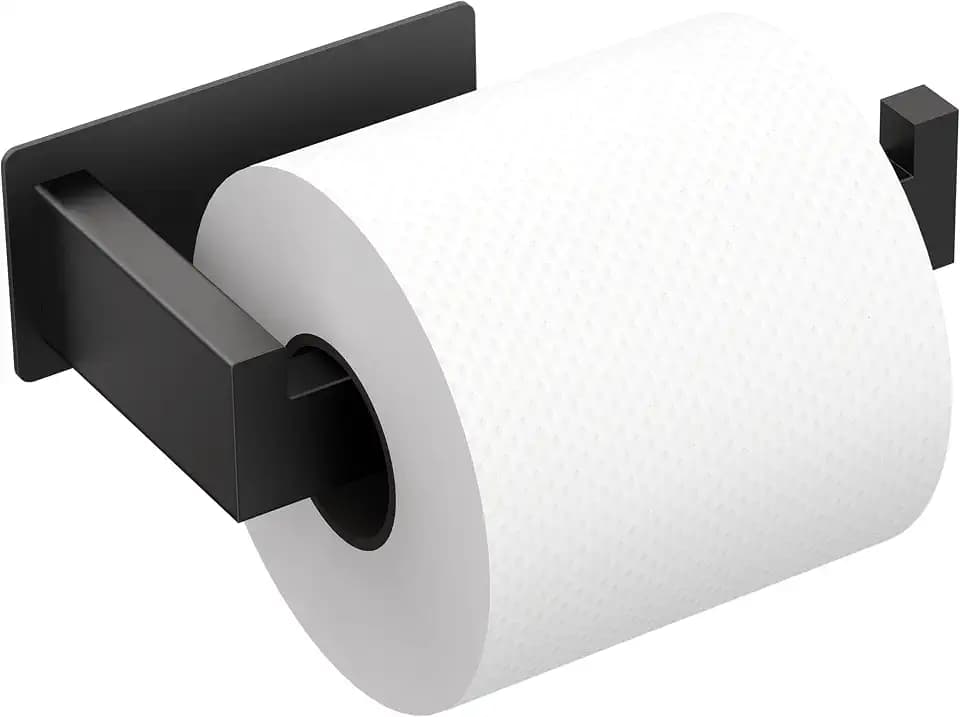 Auxmir Self Adhesive Toilet Paper Holder, Toilet Roll Holder, Matte Black