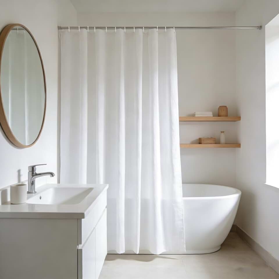 YISURE Duschvorhang Badewanne Weiß Textil 180x220 lang Anti schimmel