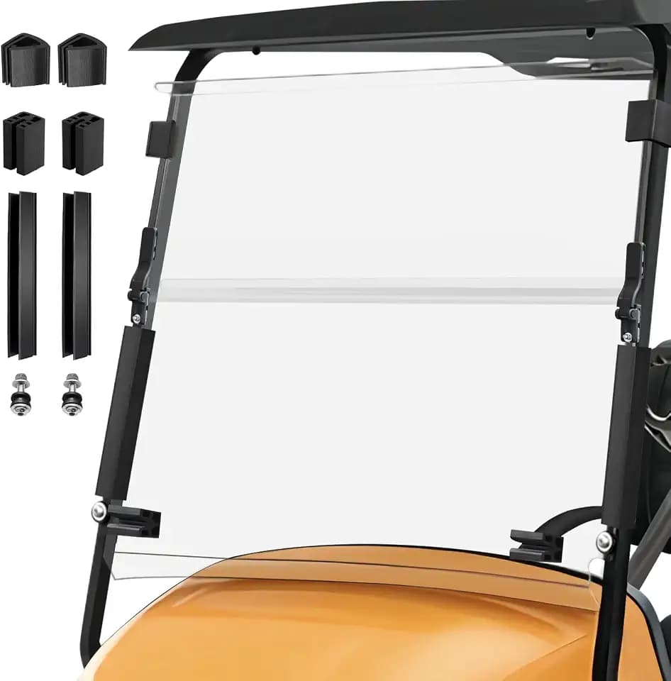 iLSKW Golf Cart Foldable Windshield For 2014+ EZGO TXT,5MM Thickness Clear