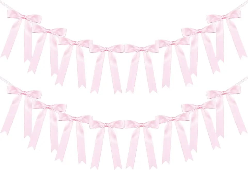 2 Pack Pink Large Bow Garland Banner