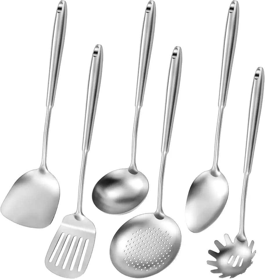 6-teiliges Kochutensilien-Set aus Edelstahl, Hitzebeständig
