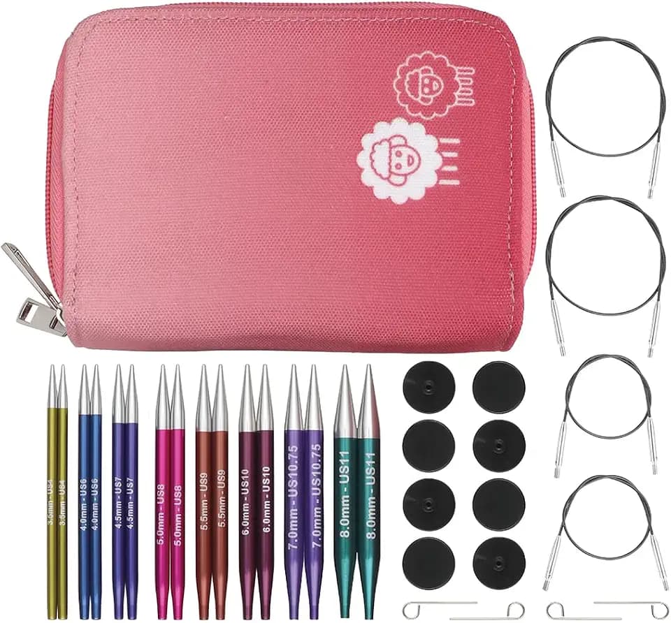 KnitPro Zing Deluxe Austauschbares Nadelspitzen-Set 4" (10 cm) | 8 Größen (3,5 mm bis 8 mm)