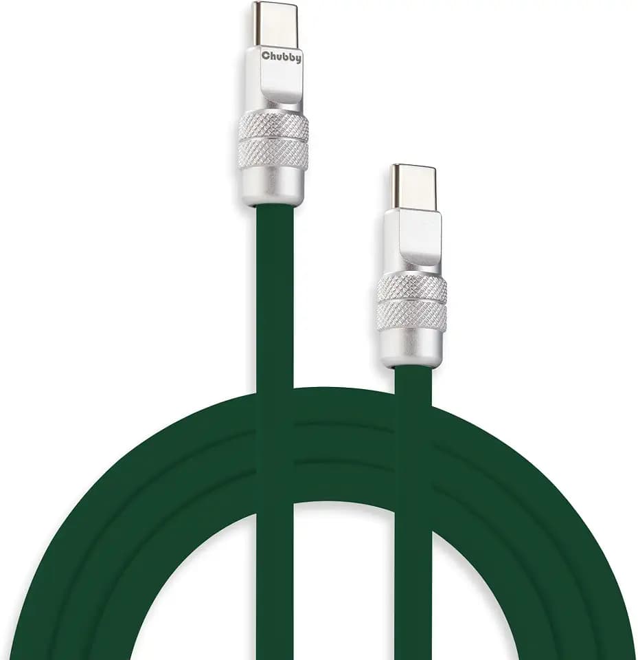 chubbycable USB C to C 240W Silicone Charging Cable, Dark Green, 3.3FT