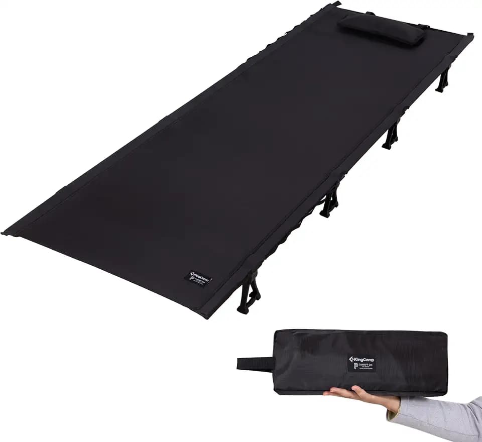 KingCamp Feldbett Ultraleicht 2,45 kg, Kleines Packmaß 36x13 cm Schwarz