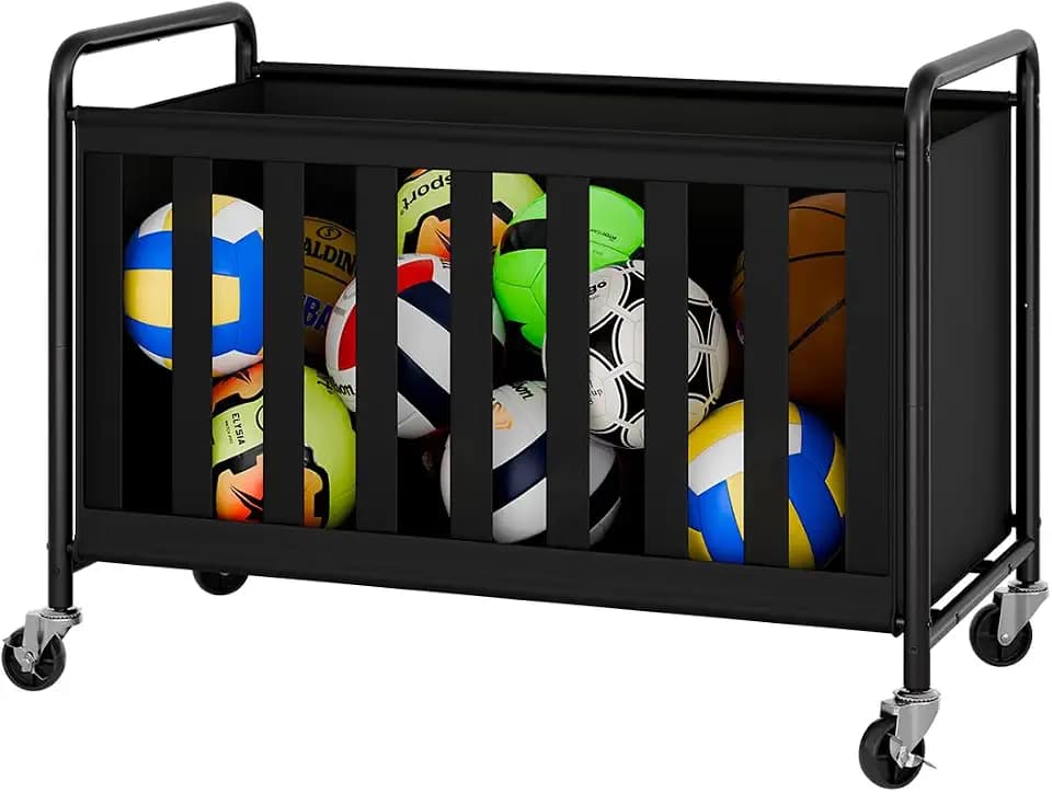 StorageWorks Sports Ball Storage Cart with Wheels, Garage Ball Storage