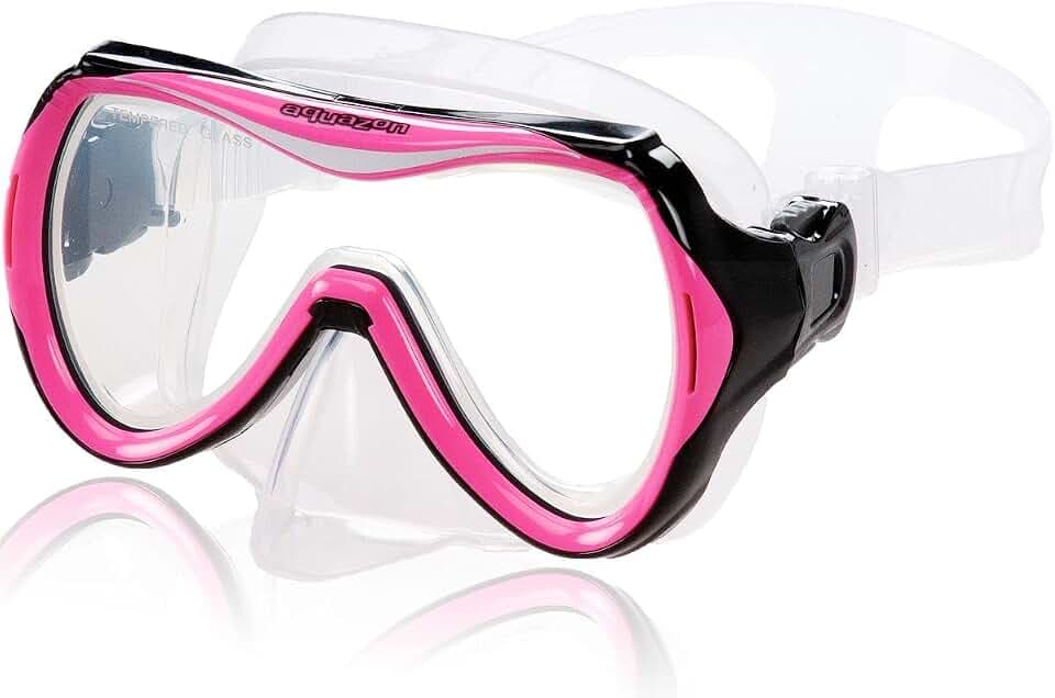 Maui Junior Medium Schnorchelbrille, Taucherbrille, Schwimmbrille, Tauchmaske für Kinder, Jugendliche von 7-12 Jahren, Tempered Glas, sehr robust, tolle Passform, Farbe:pink Junior