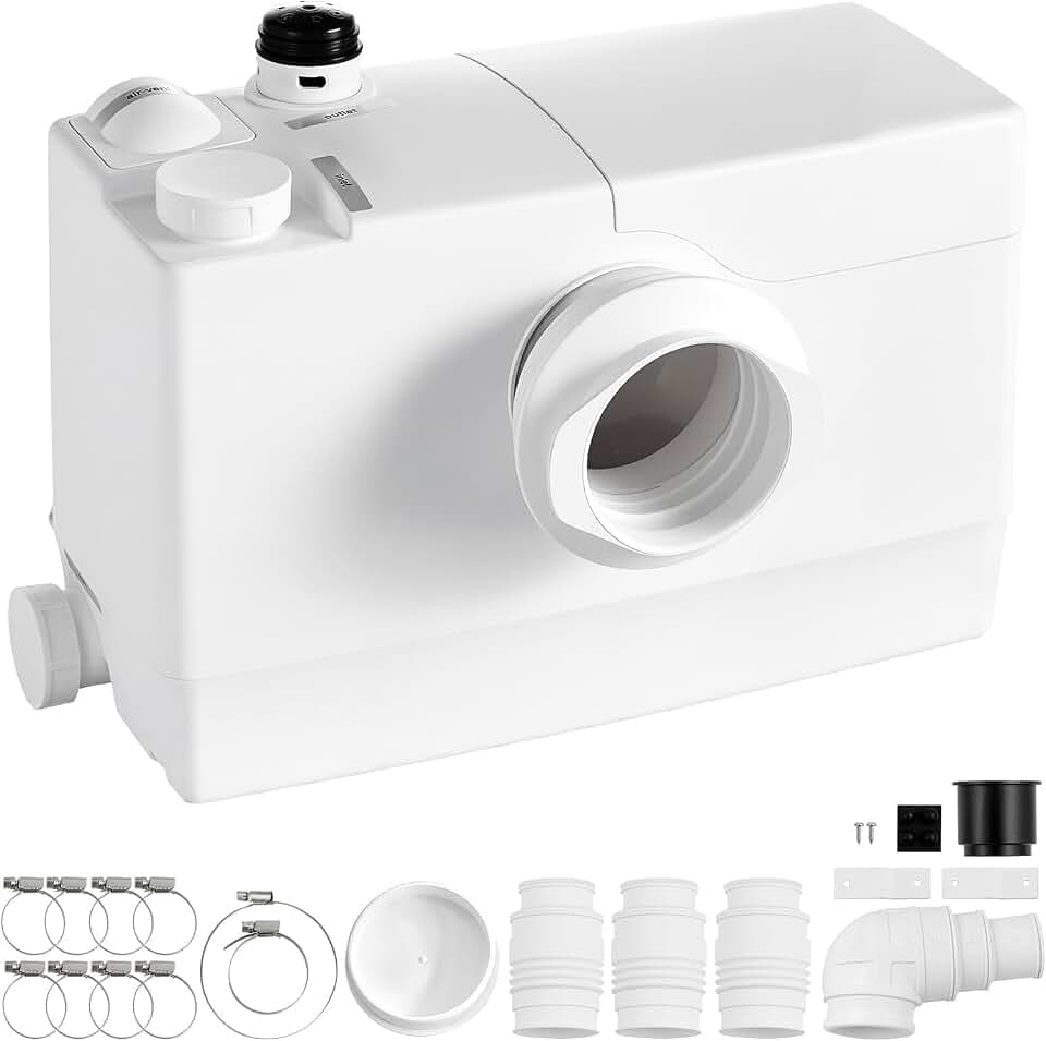 VEVOR Fäkalienhebeanlage 800 W 12000 L/h 10 m Förderhöhe mit 4 Einlässen