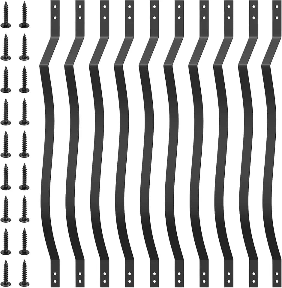 Akenow 51 Pack Deck Balusters, 29.5"X1" Metal Spindles, Heavy Duty Deck Railing,Wave Arc Baluster with Black Screws, Stylish Banisters for Outdoor Stair Deck Porch