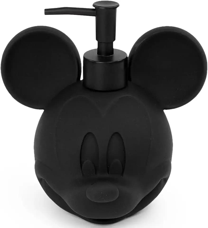 Jay Franco Disney Mickey Mouse Soap Dispenser - Black Resin Lotion Pump - Bathroom Décor