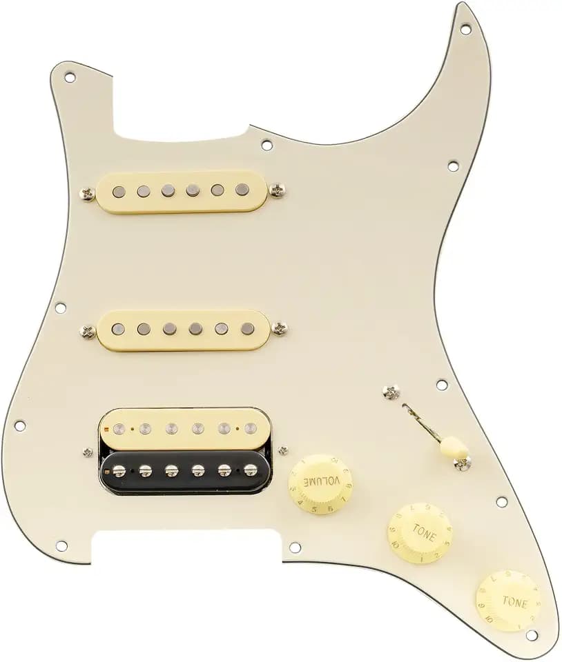 Musiclily Pro Auto-Split Pre-wired HSS Pickguard Artec Pickups 3Ply Cream