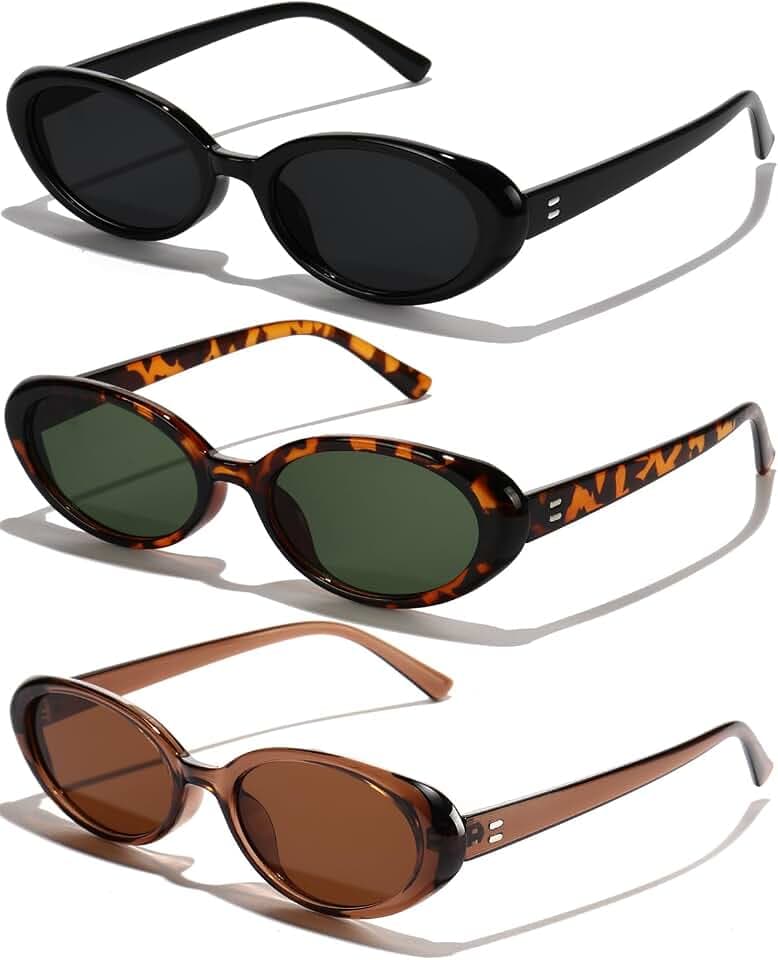 GFUIARA Oval Sunglasses for Women Men Fashion Small 90s Style Sun Glasses UV400