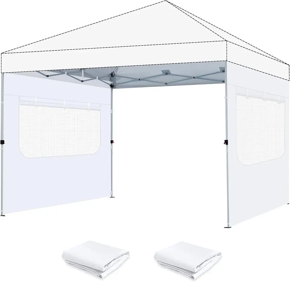 ACEPIC 10x10ft Sidewalls with Mesh Window, White(2PCS, Frame Not Included)