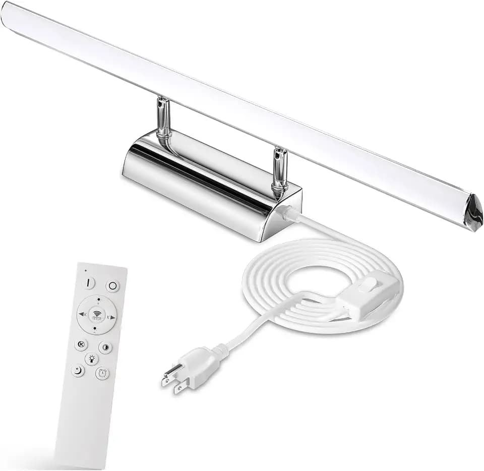 Bonlux 9W Bathroom LED Vanity Light 22 inch, 3 Color Adjustable 3000K/ 4000K/ 6000K, Dimmable Wall Mounted Plug in Light Fixture with Remote Control Memory Function for Cabinet Mirror Lighting