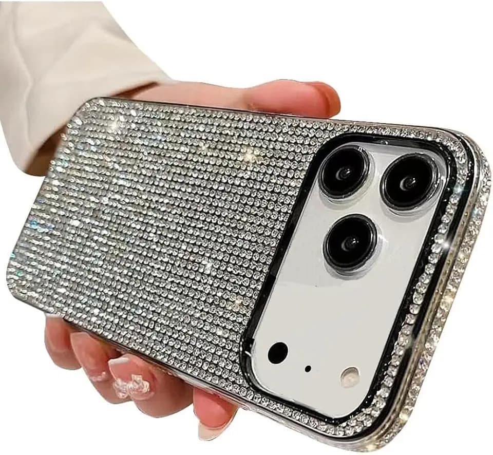 Casechics Compatible with iPhone 17 Pro Max Case,Rhinestone Romance,White
