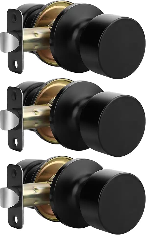 Goldenwarm Black Passage Door Knobs, Closet Door Knobs Interior 3 Pack