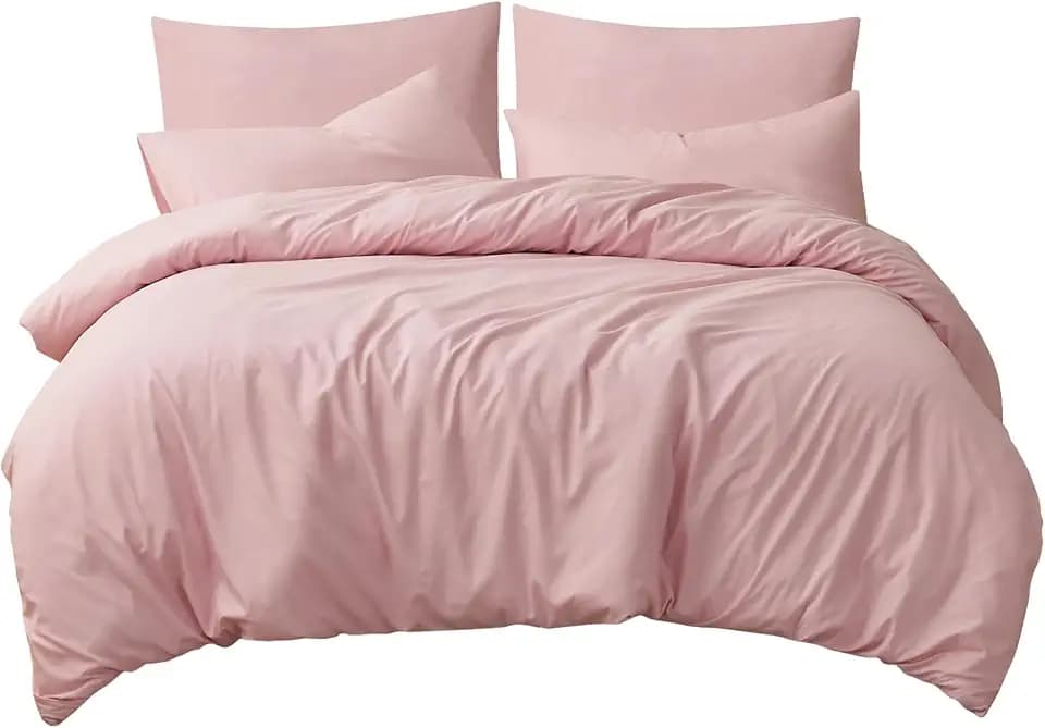 RUIKASI Bettwäsche 200x220 Rosa 3teilig - Hellrosa Mikrofaser Bettwäsche-Sets Oeko-TEX, Bettbezüge 200 x 220cm + 2 Kissenbezüge 80x80cm mit Reißverschluss, Weich und Bügelfrei