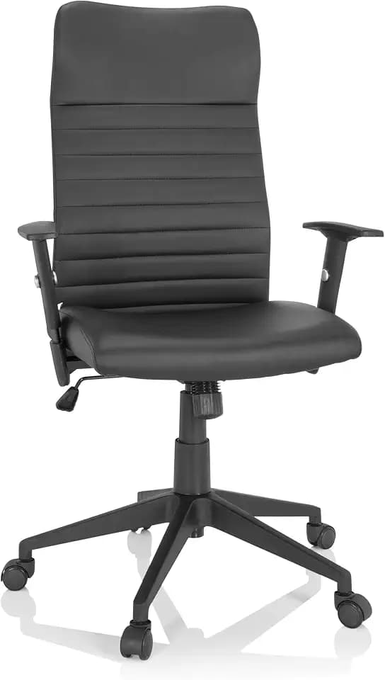 hjh OFFICE 729425 Bürostuhl ARTON 30 Kunstleder Schwarz Drehstuhl ergonomisch, hohe Rückenlehne, Armlehnen verstellbar