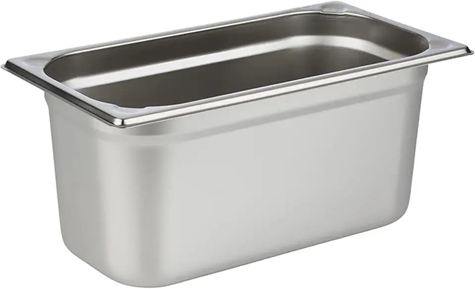 APS 81306 GN 1/3 Behälter, rostfreier Gastronormbehälter Edelstahl, Abmessungen 176 x 325 mm/Höhe 150 mm/Volumen 5,7 Liter, Edelstahlfarben