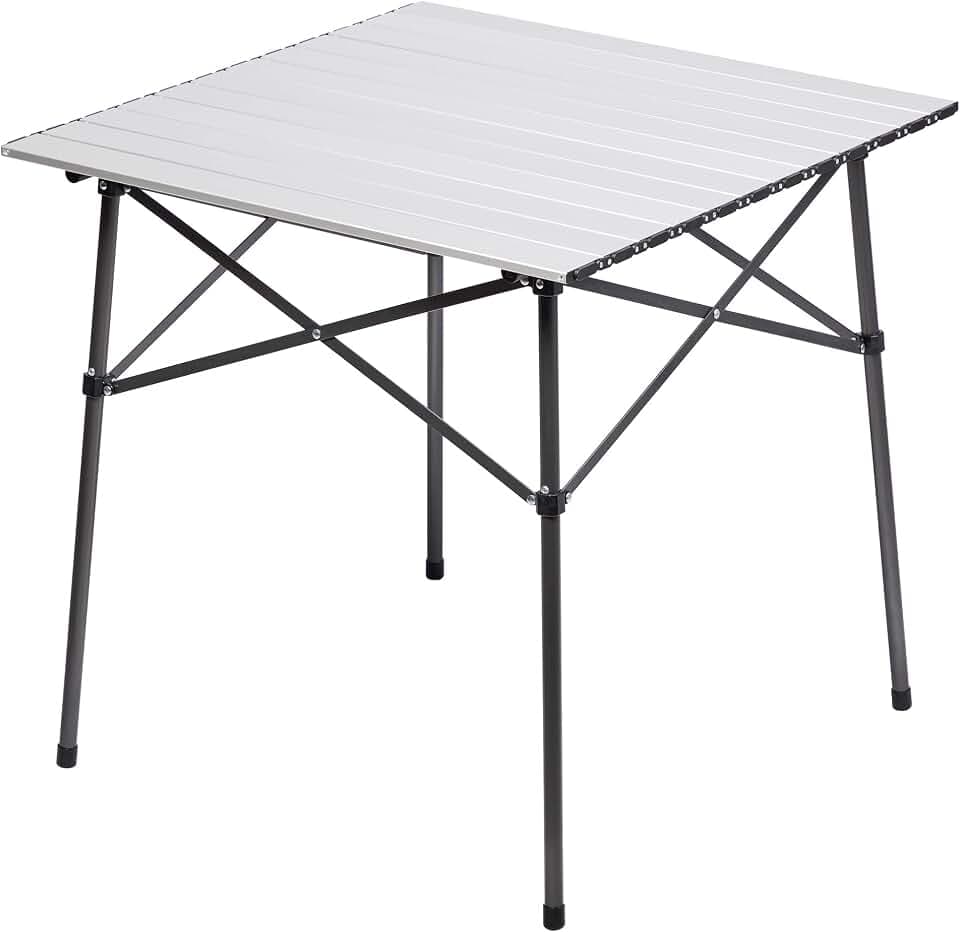 Portal Lightweight Aluminum Folding Square Table Roll Up Top 4 People Table