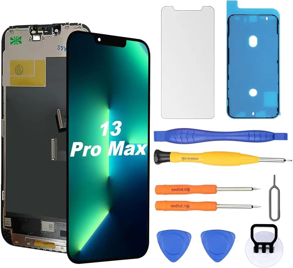Compatible OLED Screen Replacement for iPhone 13 Pro Max Soft OLED Display Full HD Digitizer Assembly with 3D Touch Repair Kit Adhesive and Screen Protector
