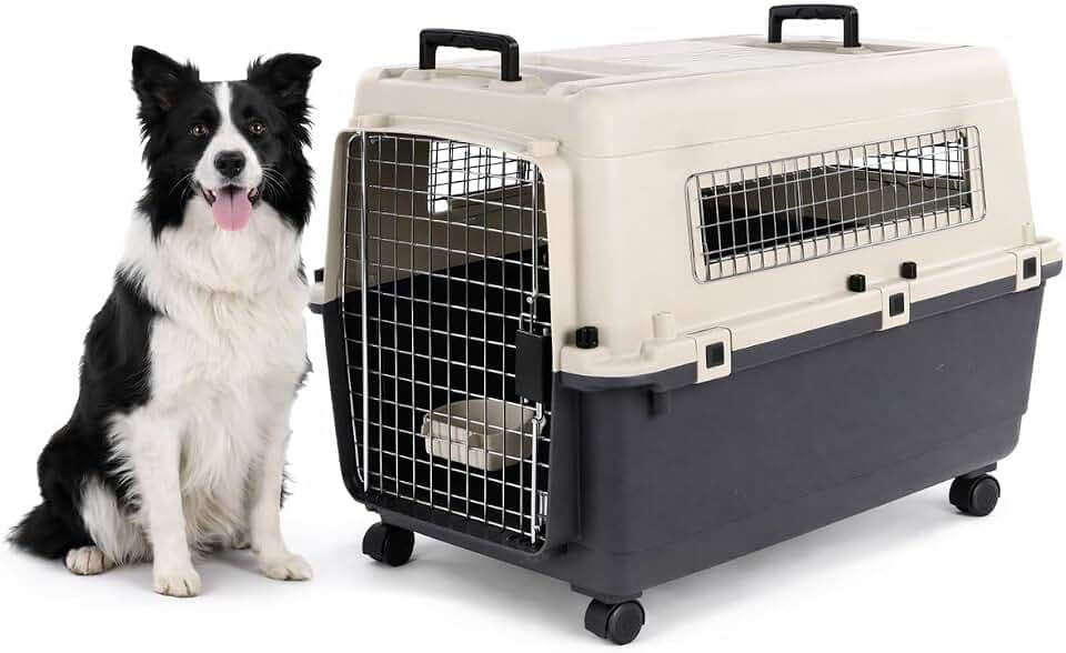 hundebox Auto - transportbox Hund - Flamingo Fomad dunkelgrau - L 57 x 80 x 59,5 cm - robuster Kunststoff - Metalltür - Sicherheitsverschluss - 2 Tragegriffe