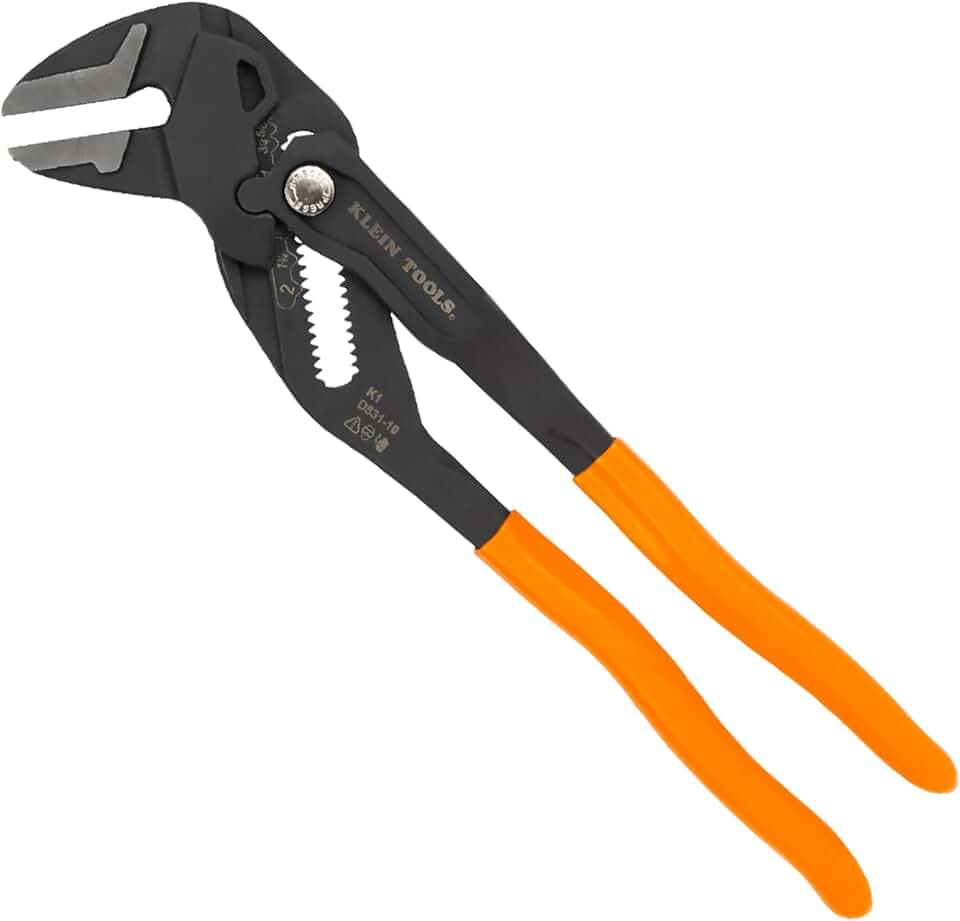 Klein Tools D53110 Compact Plier Wrench, High Leverage Multi-Use Adjustable Plier Wrench with Smooth Jaws, 10-Inch