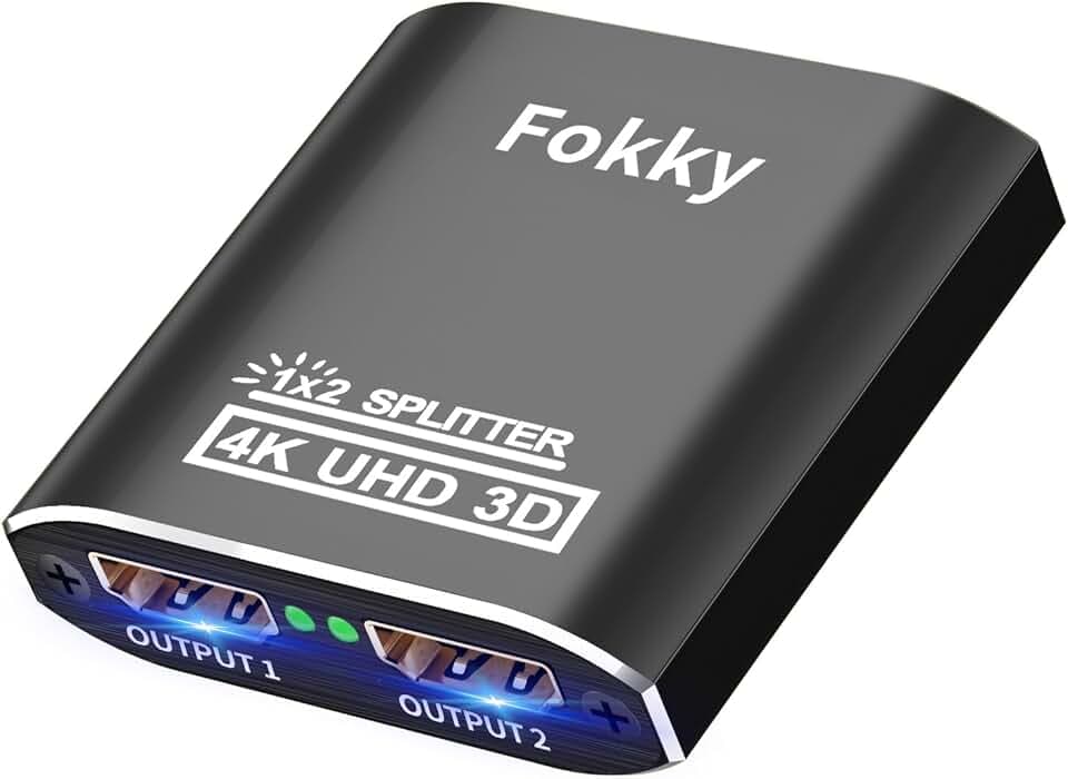 Fokky HDMI Splitter, 4K HDMI Switch 1 In 2 Out Gleichzeitig, Hdmi Verteiler