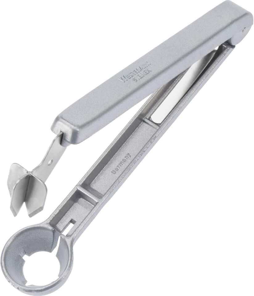 Westmark Pflaumenentsteiner für küchenfertig entsteinte Zwetschgen, 16,7 cm lang, Aluminium, lebensmittelecht beschichtet, Edelstahlklinge, Steinex, Silber, 40102260
